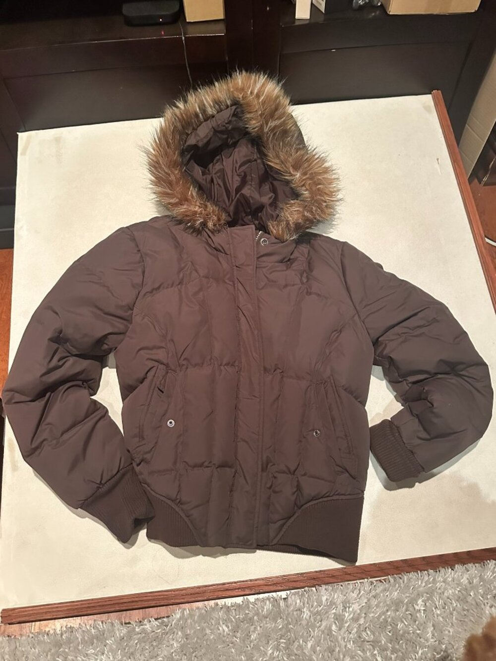 Calvin Klein puffer coat with fur hood
